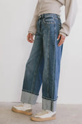Wide Leg Cuff Jeans