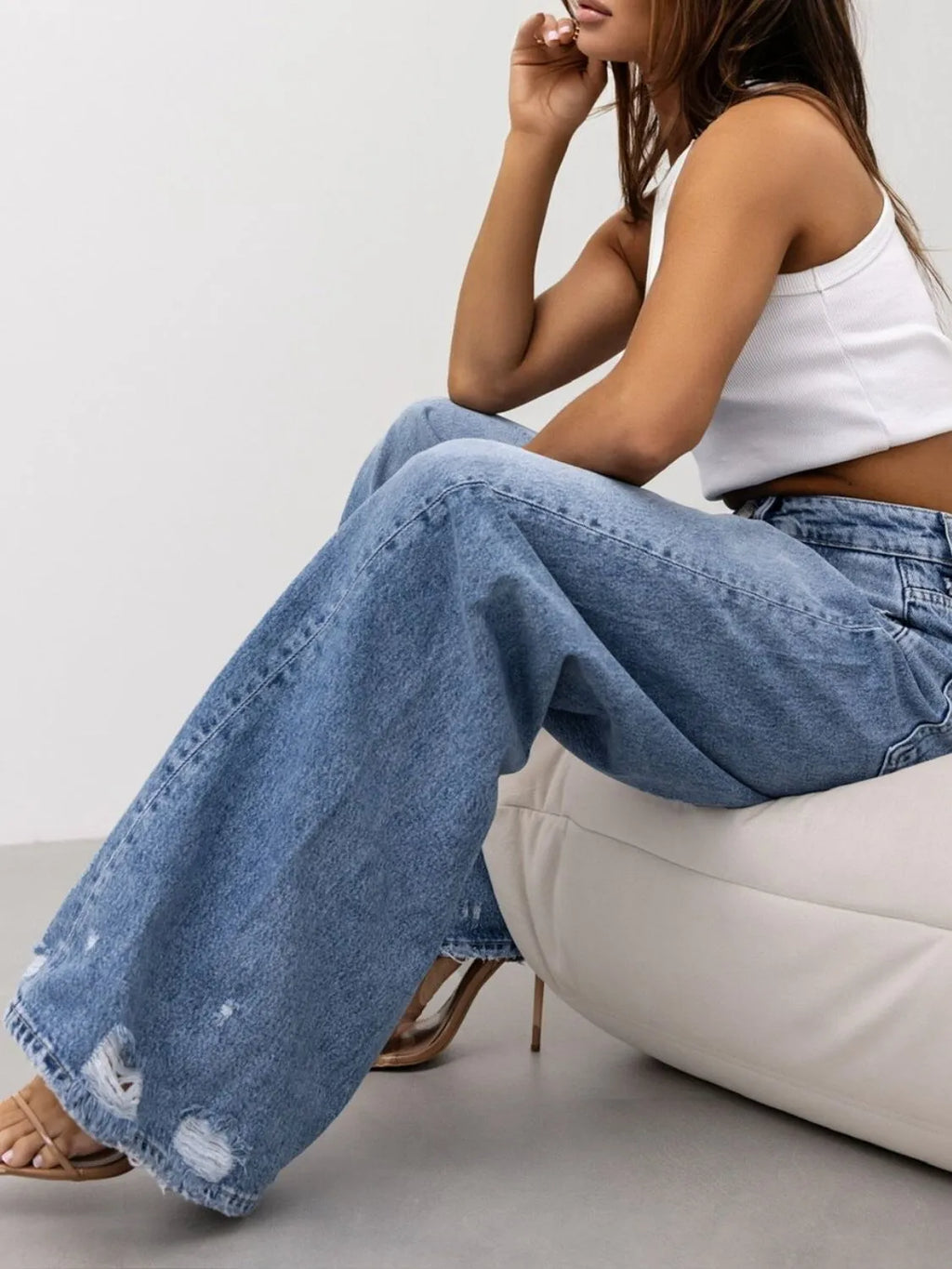 Distressed Wide Leg Jeans