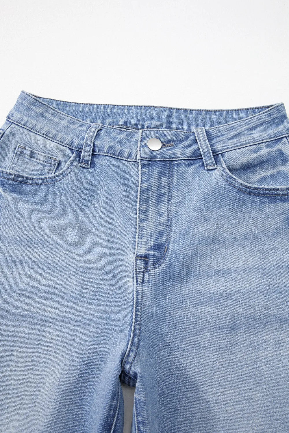 Mineral Wash Raw Hem High Waist Flared Jeans