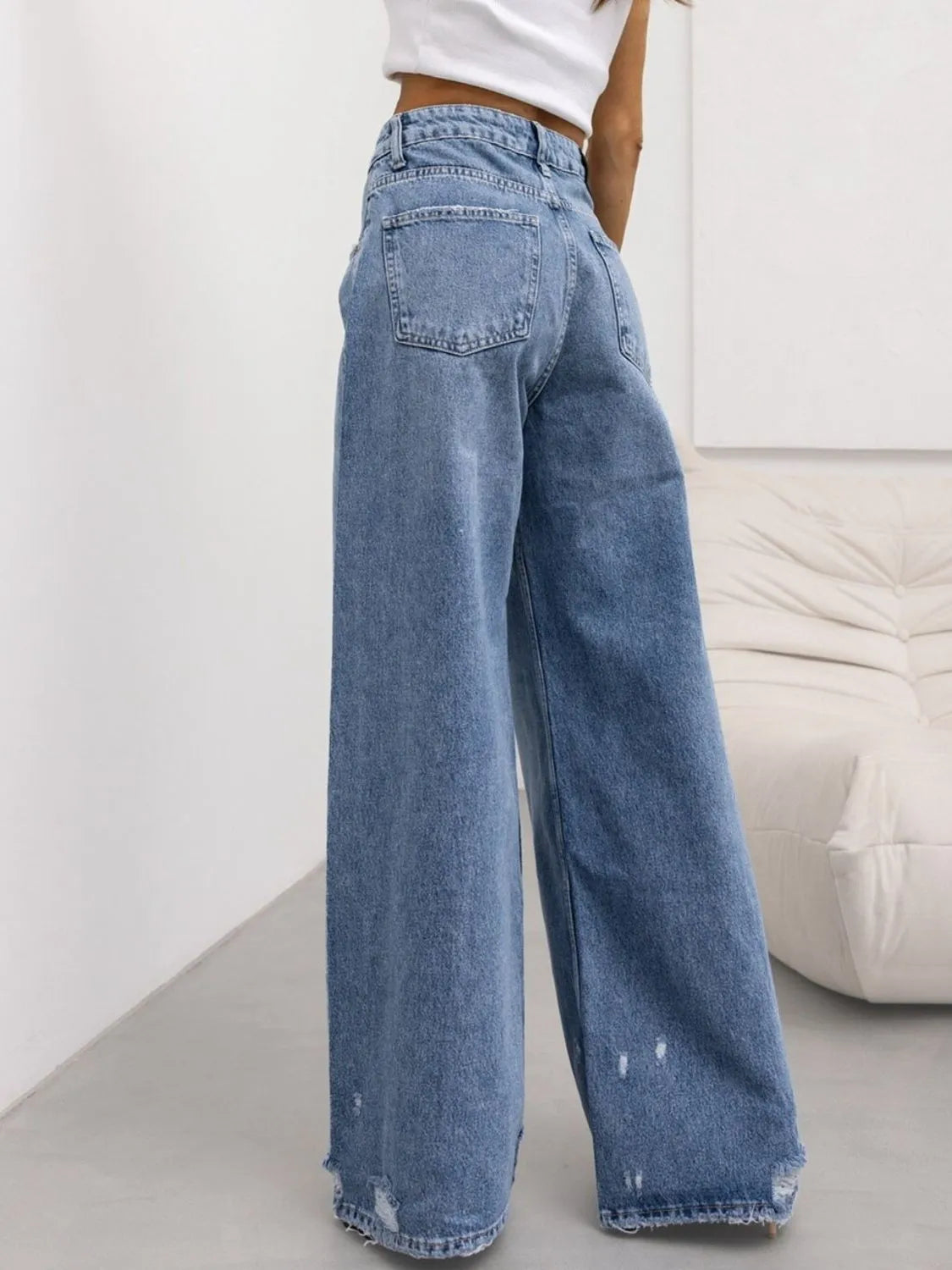 Distressed Wide Leg Jeans