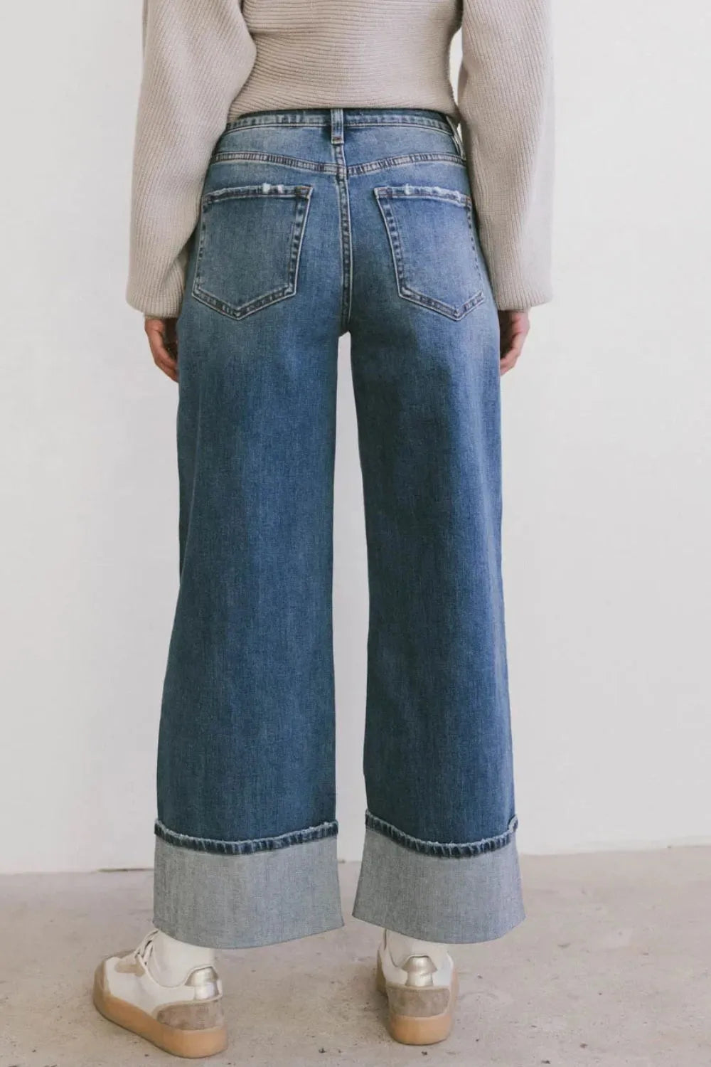 Wide Leg Cuff Jeans
